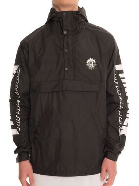 HUF x Thrasher Black Hooded Anorak Windbreaker Jacket Medium Streetwear